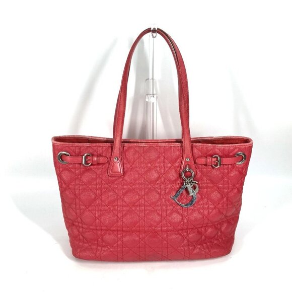 Dior Bag Tote Bag Cannage logo Shoulder Bag Coating canvas / Leather RedBased - Picture 1 of 16